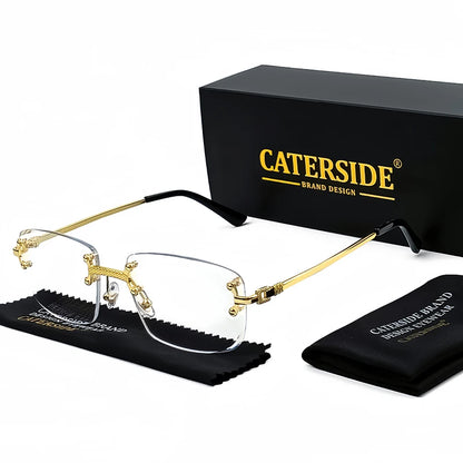 CATERSIDE Punk Rectangle Sunglasses Men Women Luxury Designer Rimless Gradient Lens Metal Sun Glasses For Men Sports 2024 UV400