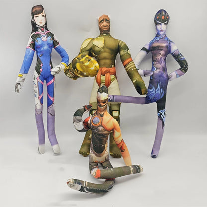 Pelúcia figura de anime e jogo Overwatch D.Va / Doomfist / Genji / Widowmaker, 26cm, corpo flexível com arame, várias posturas