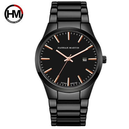„Hannah Martin“ vyriškas laikrodis, nerūdijančio plieno korpusas, kvarcinis mechanizmas, 41 mm ciferblatas, verslo stiliaus, su kalendoriaus rodymu (imitacija)