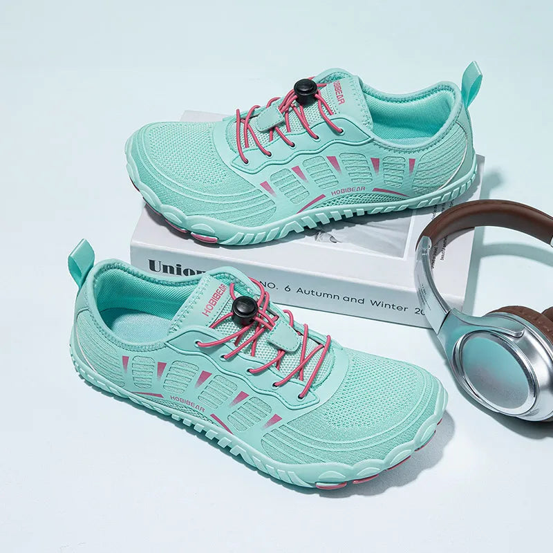 HOBIBEAR Wide Toe Barefoot Sneakers, Unisex Non-Slip Outdoor Athletic Shoes with Elastic Band, Beach Sneakers