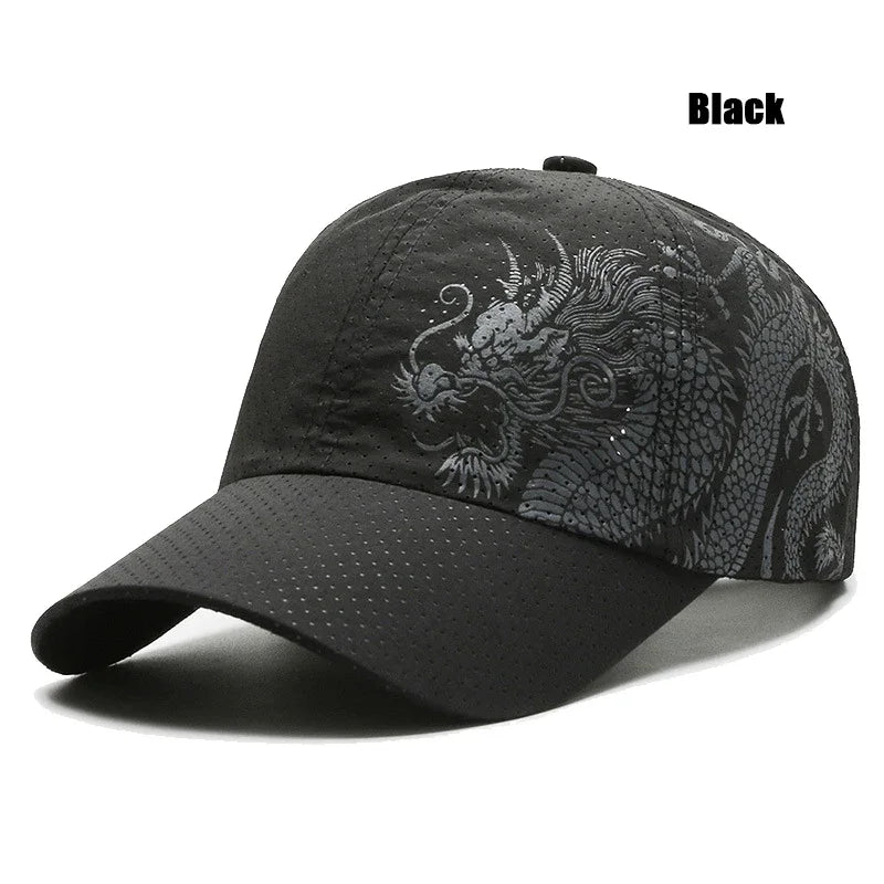 Nova ljetna bejzbolska kapa s kineskim zmajem, brzosušeća s otvorima za zrak, uniseks, za outdoor, ležerne sportske aktivnosti i zaštitu od sunca, trucker stil