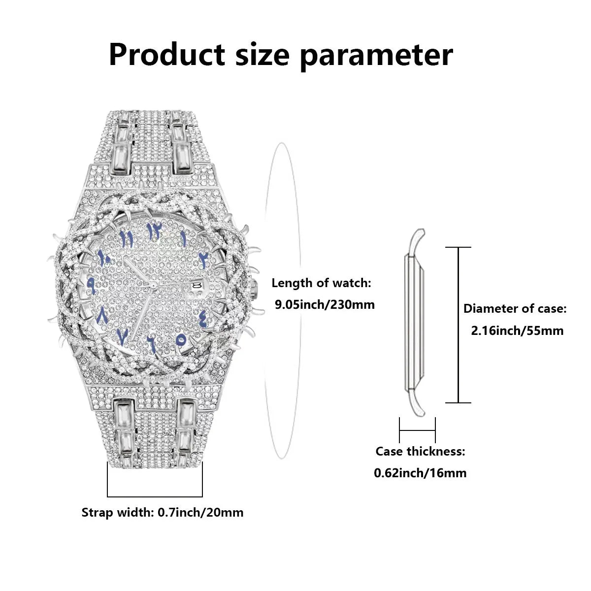 UNIGUET Luxury Full Diamond Watch For Men Fashion Hip Hop Ice Qut Bling Jewelry Quartz Wristwatch For Man Dropshipping