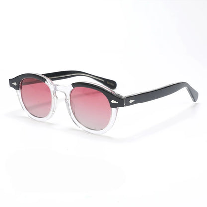 Ochelari de soare polarizați pentru bărbați și femei, stil Johnny Depp Lemtosh, ochelari de soare retro cu ramă rotundă din acetat și lentile UV400, Oculos