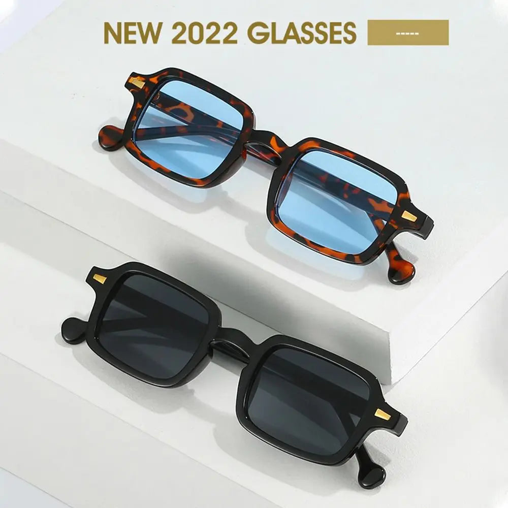 Ochelari de soare Fashion Square pentru femei, model nou retro cu nituri decorative; ochelari de soare pentru bărbați, model leopard albastru, cu lentile degradate, protecție UV400