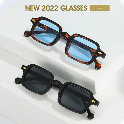 Ochelari de soare Fashion Square pentru femei, model nou retro cu nituri decorative; ochelari de soare pentru bărbați, model leopard albastru, cu lentile degradate, protecție UV400