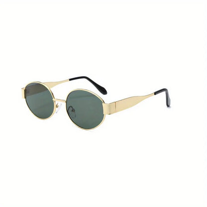Ochelari de soare ovali pentru femei și bărbați, ochelari de soare la modă cu ramă metalică, ochelari de soare clasici