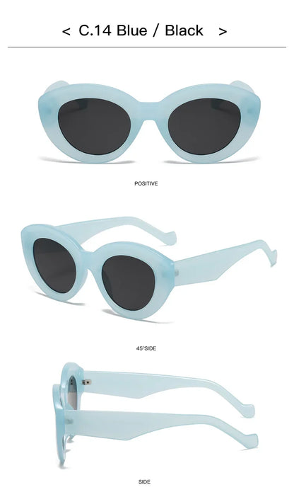 JNPCXI Ochelari de soare pentru femei, model „Cat Eye” supradimensionat, la modă, cu dungi verzi, stil retro, protecție UV400; ochelari de soare ovali pentru bărbați, la modă