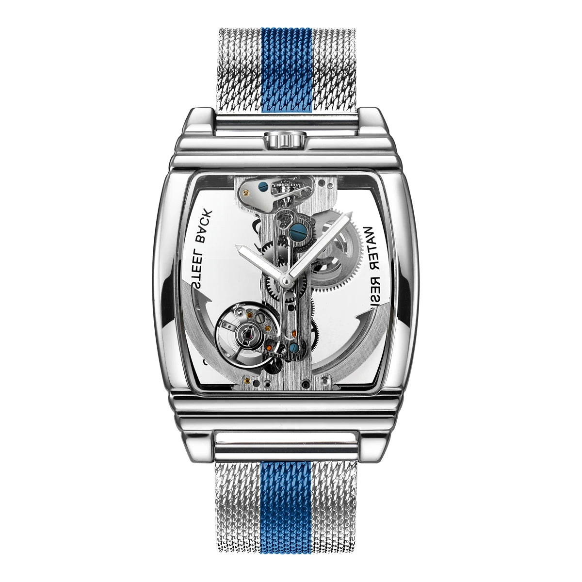 SHENHUA Mens Watches Top Brand Luxury Automatic Mechanical Transparent Skeleton Bridge Watch Leather Belt Wristwatch Male Clock