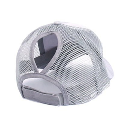 2024 New Summer Camouflage Mesh Trucker Hat Snapback Cap Chapeau Femme Fashion Messy Hair Bun Ponytail Baseball Caps for Women