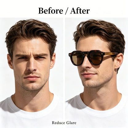 HBK Vintage – Ochelari de soare simpli, rotunzi, pentru bărbați, cu ramă mică, din acetat de înaltă calitate; ochelari de soare pentru femei, pentru petreceri, călătorii și activități în aer liber