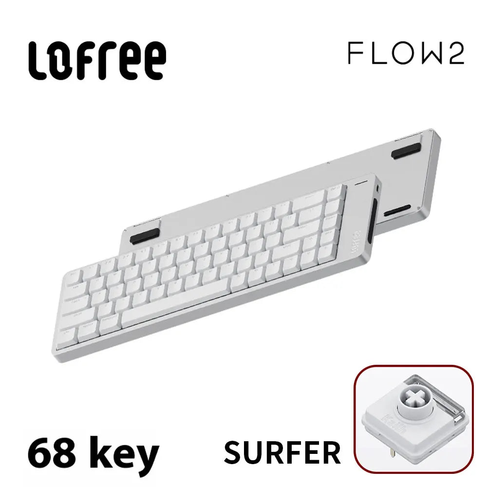 Lofree FLOW2 Mechanische Tastatur fürs Business-Büro, kabellos per Bluetooth und kabelgebunden, leiser und sanfter Klang, kompatibel, geräuscharm, Aluminiumgehäuse