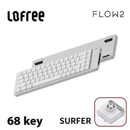 Lofree FLOW2 Mechanische Tastatur fürs Business-Büro, kabellos per Bluetooth und kabelgebunden, leiser und sanfter Klang, kompatibel, geräuscharm, Aluminiumgehäuse