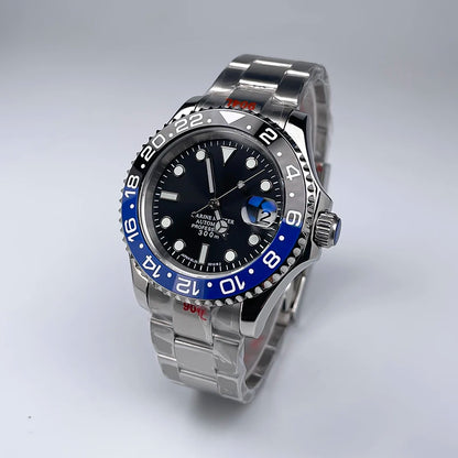 40MM Diameter YM Design Two-Way Rotating Bezel Sapphire Glass Luminous Dial for NH35 Movement Jubile Strap Luxury Men's Watch