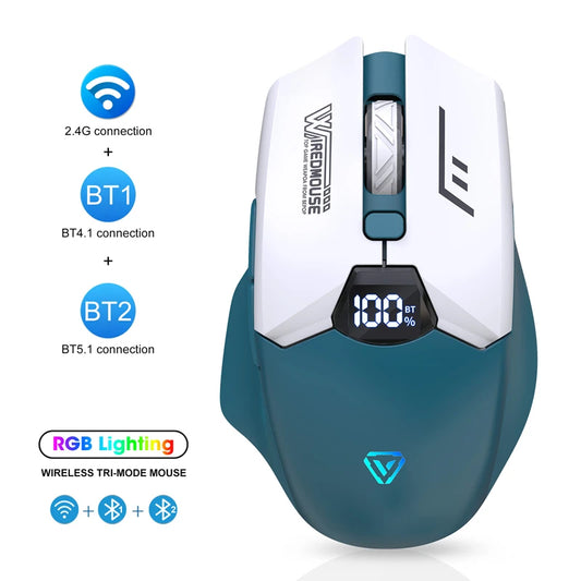 Mouse wireless Bluetooth dual-mode con display smart, ricarica silenziosa, per ufficio, gaming, tablet portatile, universale