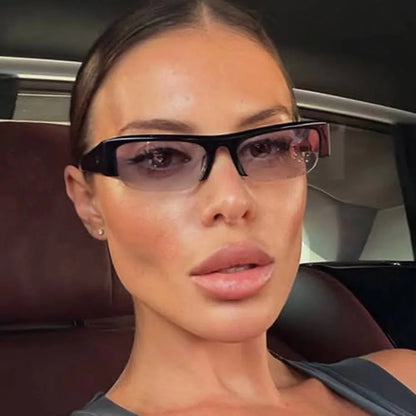 ochelari de soare vintage, mici, dreptunghiulari, cu jumătate de ramă, negri, cu lentile în degrade leopard, pentru femei, ochelari de soare la modă pentru condus