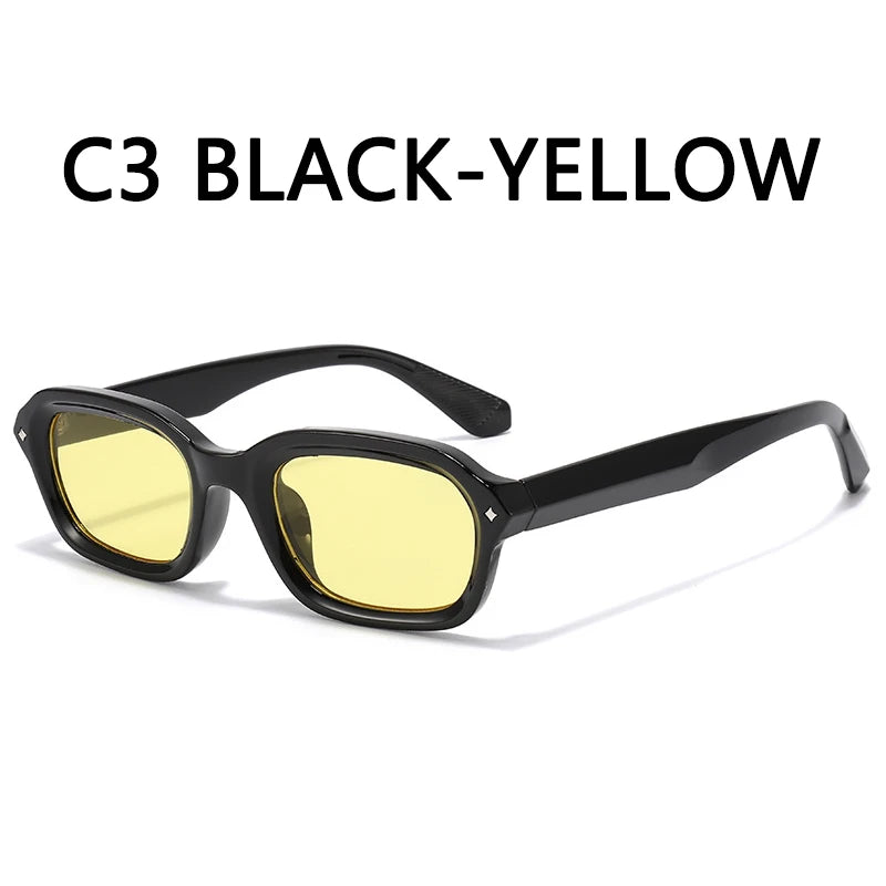 BOYSEEN Ochelari de soare de plajă pentru bărbați, de vară, portocalii, UV400, ochelari de soare punk cu ramă îngustă și formă pătrată