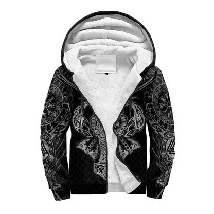 Mjolnir Odin Raven Wolf Tattoo 3D Printed Men's Winter Thicker Zip Hoodie Unisex Casual Hooded Tracksuit Warm Fleece Jacket KD16