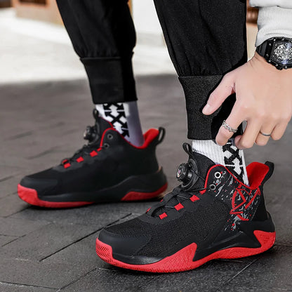 Chaussures de basket-ball unisexes en maille respirante, légères, avec boucle rotative, baskets de sport, de course en plein air, d'entraînement, d'automne