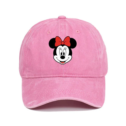 Unisex Vintage Washed Mickey Minnie Print Baseball Cap for Men Women Cartoon Trucker Hat Adjustable Snapback Casual Hip Hop Hat