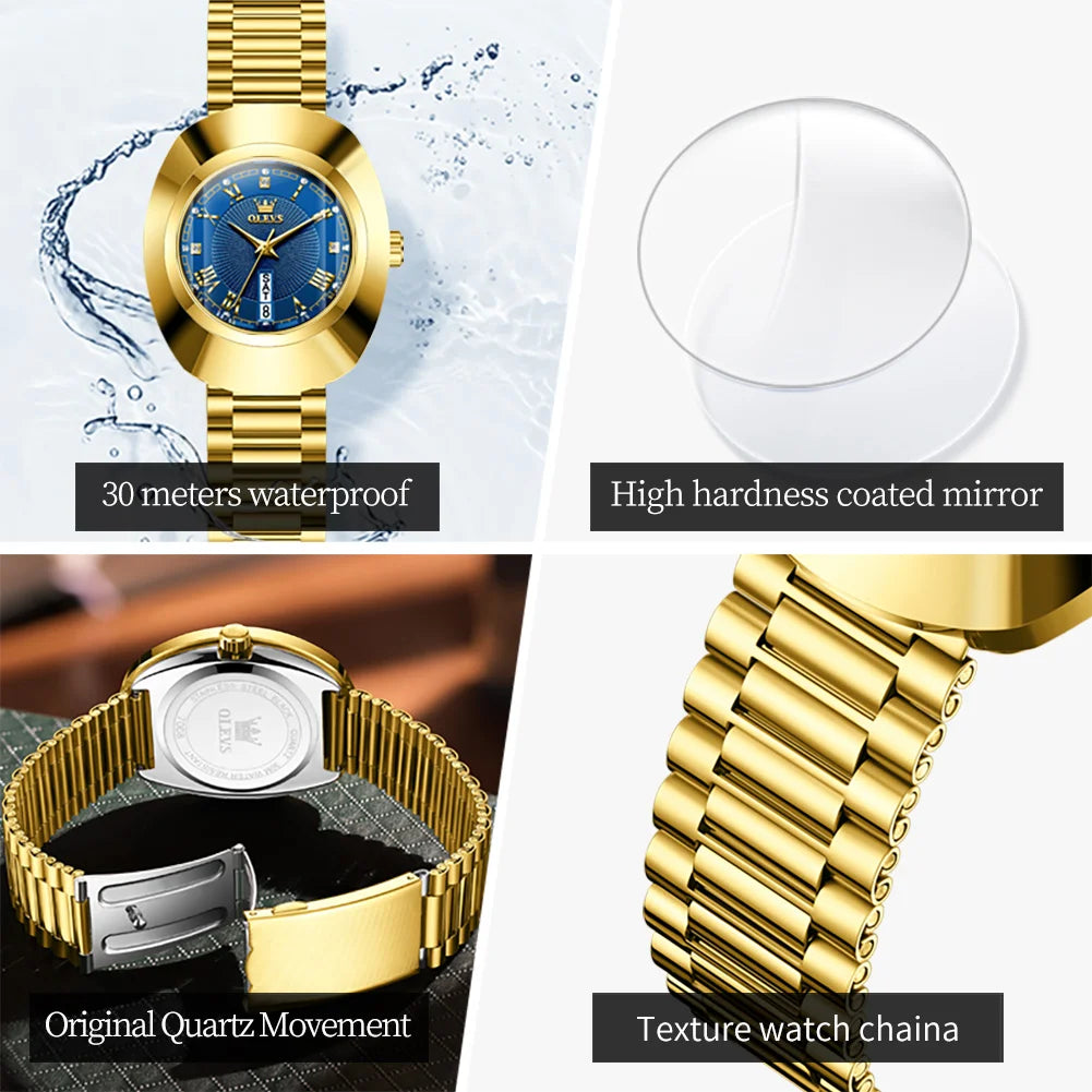 OLEVS Watch Luxury Woman Elegant Quartz Watch Scale Waterproof Luminous Automatic Week Date Ladies Watch Fashion Dress 7008