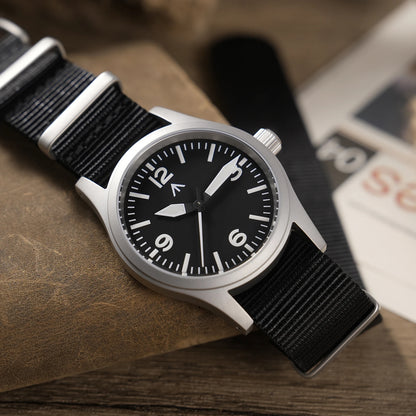 Militado ML05 Military Watch VH31 Sweep Movement Domed Sapphire Crystal Wristwatch High Clear AR Coating 38mm Vintage Watches