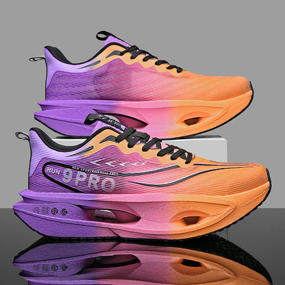 New Men's Carbon Plate Sneakers, Outdoor Soft Sole Mesh Sports Shoes, Running Shoes, Lightweight, Anti-Slip, Casual Couple Tennis Shoes