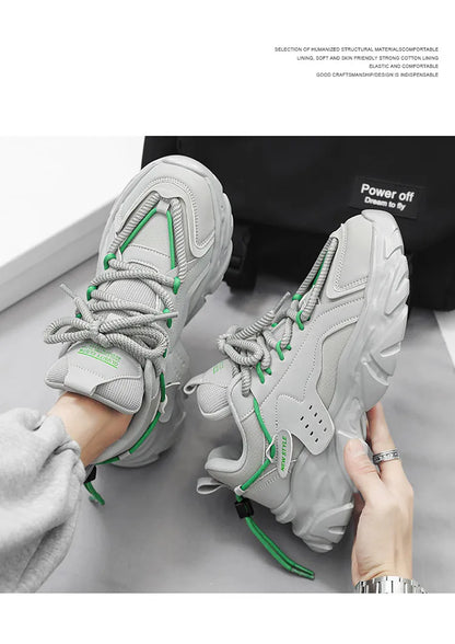 Men's shoes, seasonal leather trend, soft sole, sports running shoes, campus style, casual and versatile, fashionable dad shoes