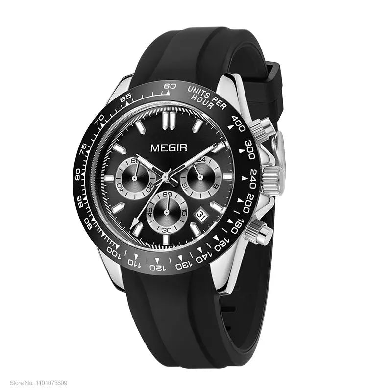 Relógio de homem MEGIR, marca de luxo, relógio desportivo de quartzo, bracelete em aço inoxidável, resistente à água, cronógrafo, relógio de pulso