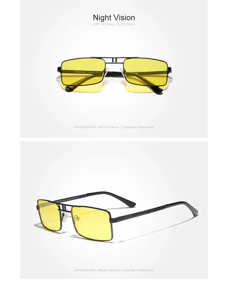 Ochelari de soare cu ramă dreptunghiulară pentru bărbați marca KINGSEVEN, cu lentile polarizate, ochelari de modă pentru șofat, protecție UV400