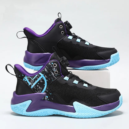Chaussures de basket-ball unisexes en maille respirante, légères, avec boucle rotative, baskets de sport, de course en plein air, d'entraînement, d'automne