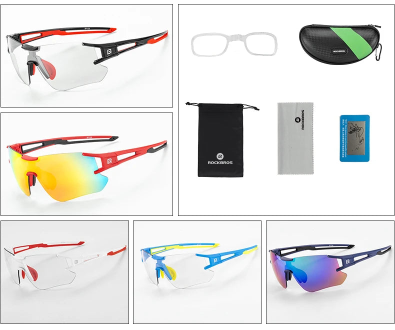 Ochelari de ciclism fotocromatici ROCKBROS, ochelari de soare pentru biciclete și sporturi în aer liber, ochelari cu schimbare de culoare, ochelari pentru MTB și biciclete de șosea, ochelari de protecție pentru biciclete