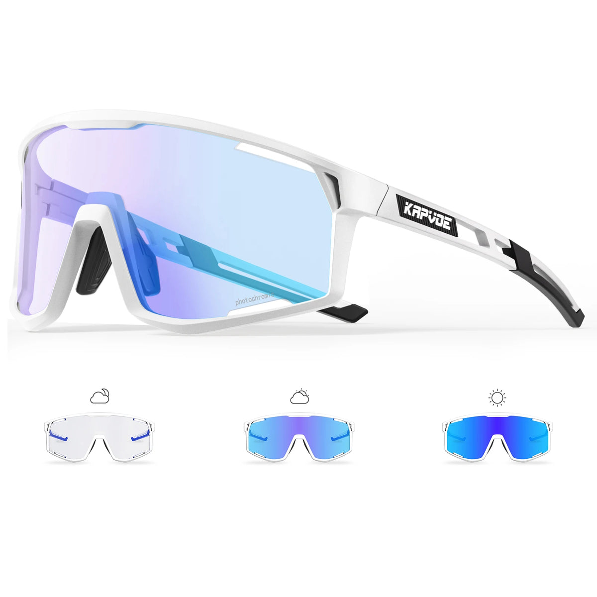 KAPVOE Ochelari UV400 pentru bărbați și femei, pentru ciclism de șosea, sporturi montane, activități în aer liber, ochelari de soare fotocromatici pentru ciclism, ochelari de bicicletă
