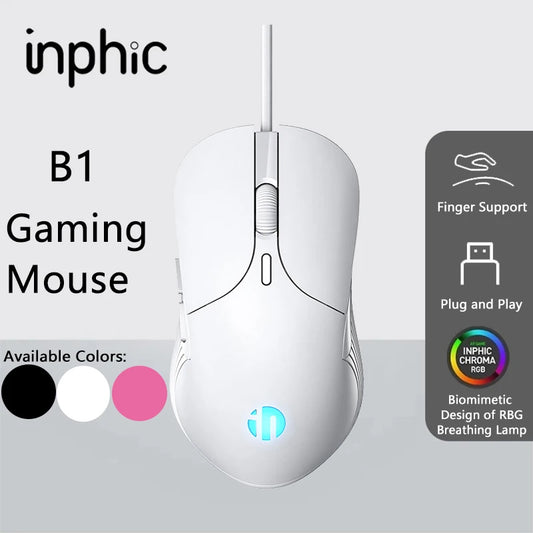 INPHIC B1 USB Wired Mouse, Silent Office Gaming Mouse for PC and Laptops
