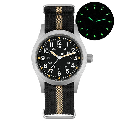 Militado ML05 Military Watch VH31 Sweep Movement Domed Sapphire Crystal Wristwatch High Clear AR Coating 38mm Vintage Watches