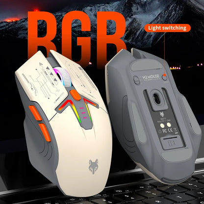 XUNSVFOX H2 Wireless Bluetooth Dual-Mode Mouse with RGB Lighting Effect for Laptop Gaming and Office, Magnetic Charging