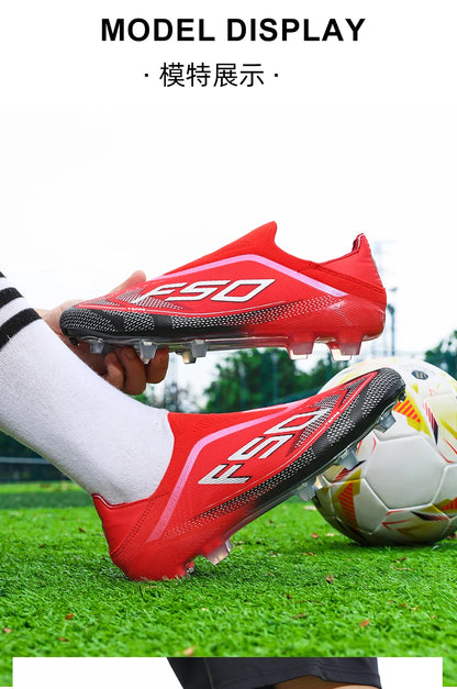 New Men Football Boots Non-Slip Outdoor Sneakers Match Grass Cleats High-quality Soccer Shoes Futsal Hot-selling High-top Light