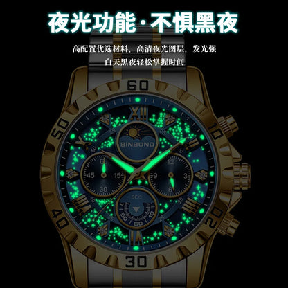 Chronograph Luxury Brand Stylish Men Luminous Wrist Watches For Male Clock Stainless Steel Band Men Business Quartz Watches