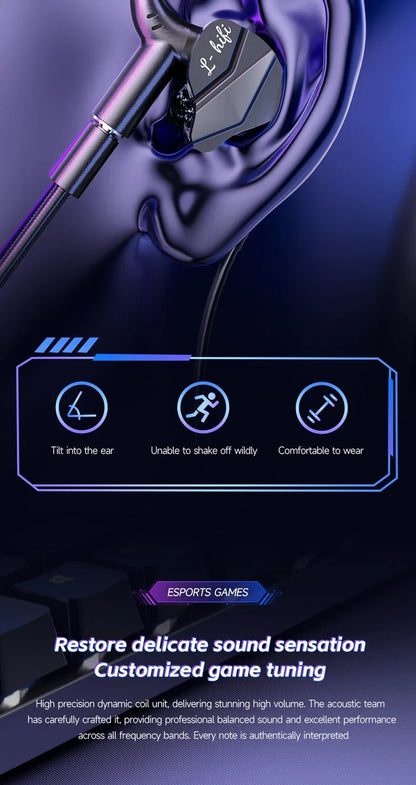 Auriculares para videojuegos con doble micrófono, auriculares estéreo Hi-Fi para videojuegos con conexión tipo C y cable de 3,5 mm, auriculares intraauriculares con reducción de ruido y micrófono para Samsung