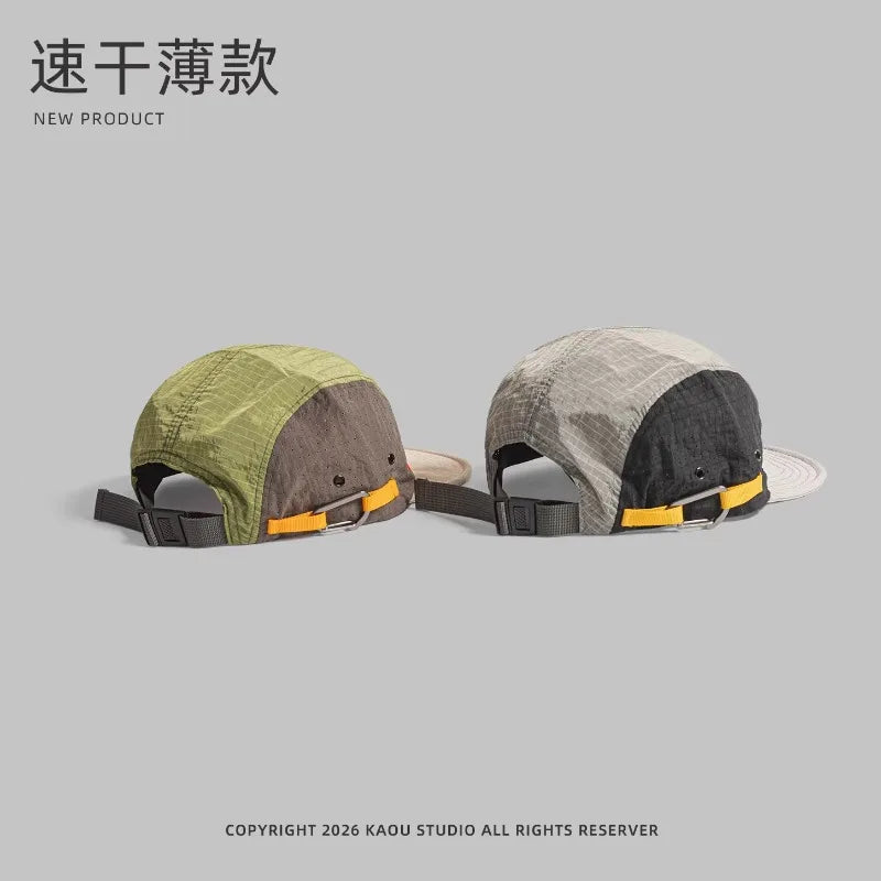 Japanese Retro Color Matching 5-panel Baseball Caps for Men Summer Outdoor Camping Leisure Sun Protection Niche Women's Hats