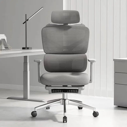 Adjustable Ergonomic Mesh Office Chair, Breathable High Back Computer Desk Chair with 6D Lumbar Support & Retractable Footrest