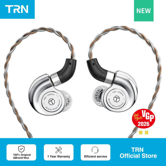 TRN Conch In-Ear Monitor Earphones – DLC Diamond Diaphragm Dynamic Driver HiFi Wired Earbuds with Tuning Nozzle Filters