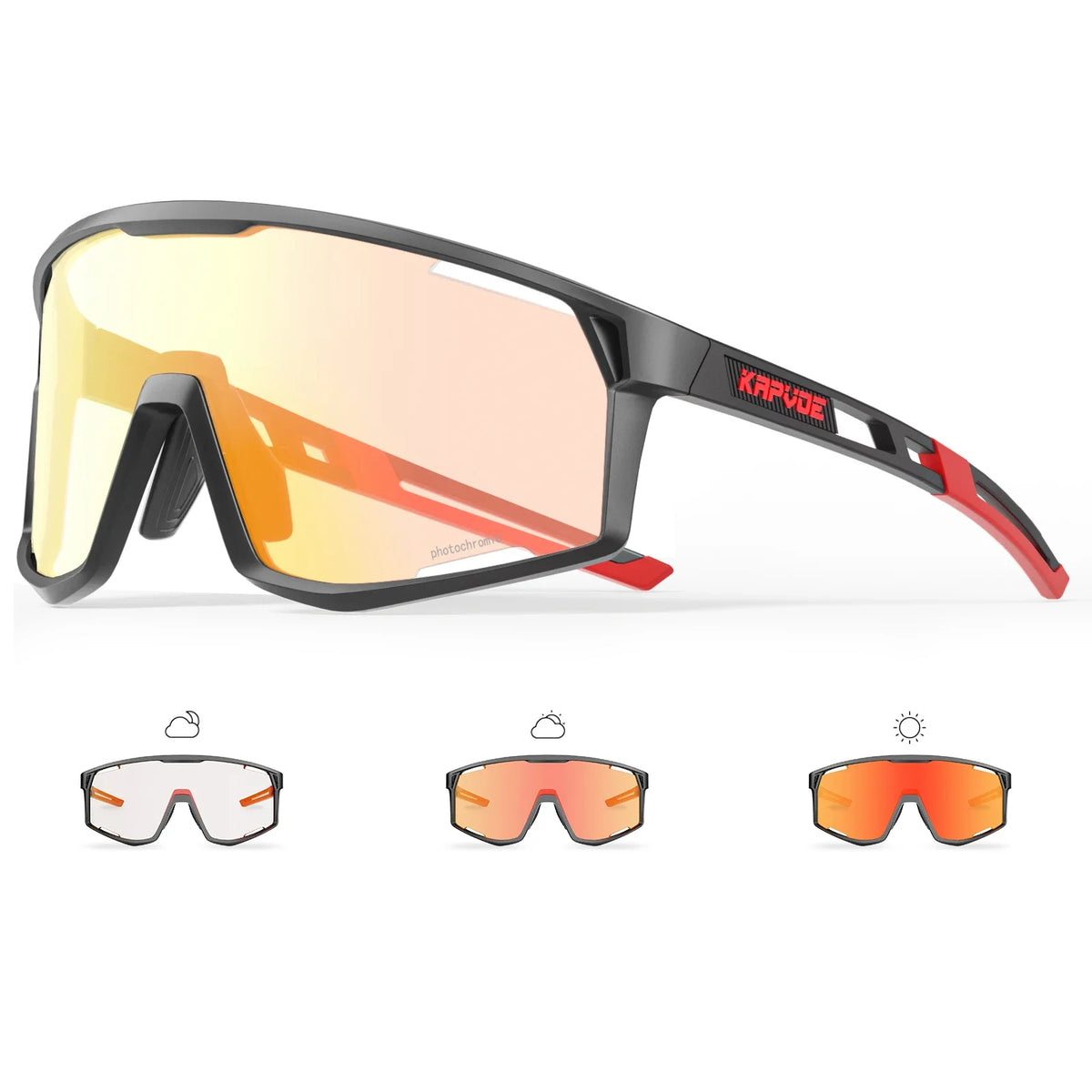 KAPVOE Ochelari UV400 pentru bărbați și femei, pentru ciclism de șosea, sporturi montane, activități în aer liber, ochelari de soare fotocromatici pentru ciclism, ochelari de bicicletă