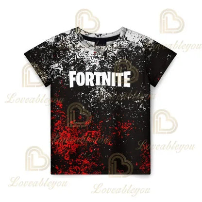 Детска тениска Cartoon Fortnite New Summer с 3D принт за момчета и момичета, streetwear дрехи за възрастни и деца, забавна тениска с обло деколте