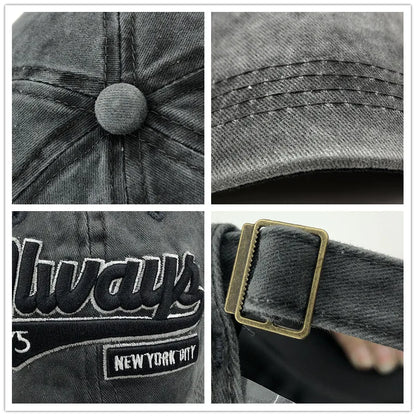 100% Cotton Washed 3D Embroidered Letter Baseball Cap, Casual Streetwear Hat