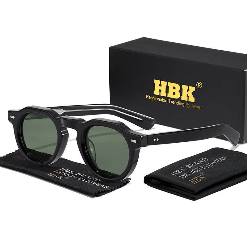 HBK Vintage – Ochelari de soare simpli, rotunzi, pentru bărbați, cu ramă mică, din acetat de înaltă calitate; ochelari de soare pentru femei, pentru petreceri, călătorii și activități în aer liber