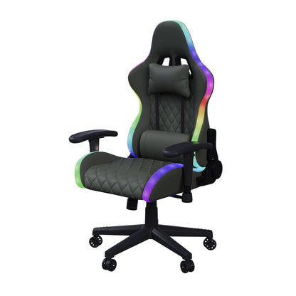 Gaming Chair with Massage Function, Adjustable backrest,Computer Chair,with ambient light,Lumbar Cushion, Pillow,150 KG