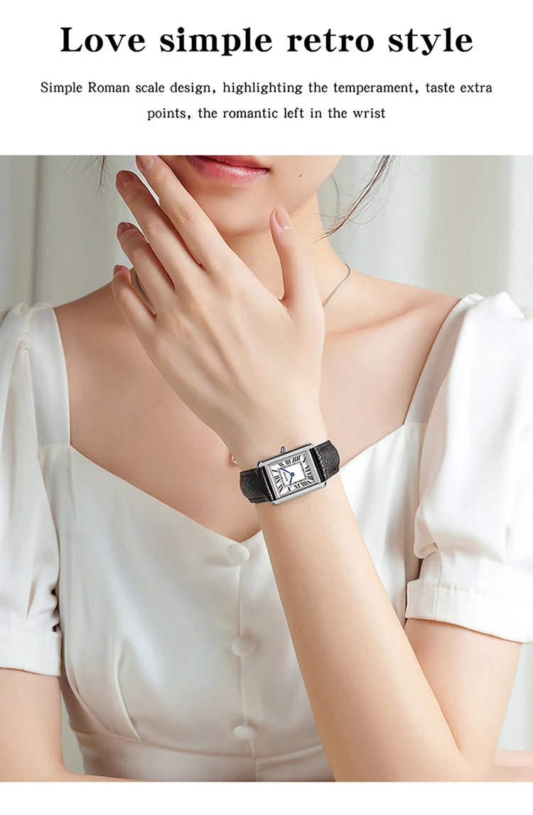 SANDA New Couple Tank Watches Wear Resistant Leather Strap Luxury Square Dial Waterproof Sports Casual Men Women Quartz Watches