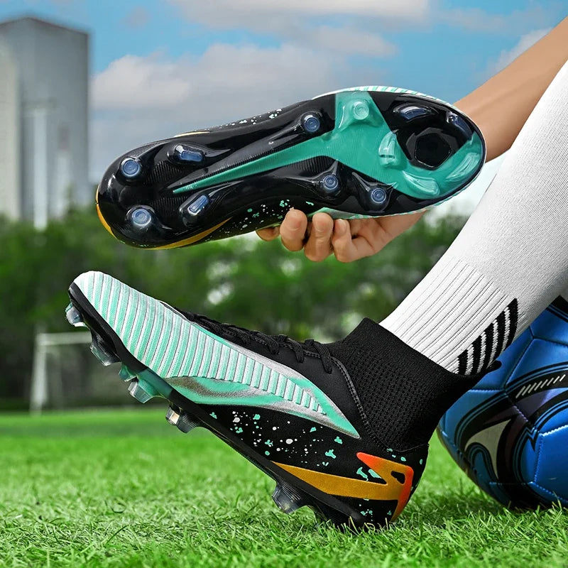 Chaussures de football pour hommes, chaussures de sport, chaussures de futsal à tige haute, chaussures de football de haute qualité pour l'intérieur, antidérapantes, pour l'entraînement en extérieur, crampons ultra-lég