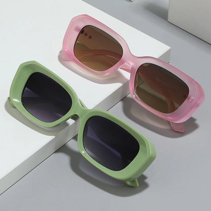 Ochelari de soare retro pătrați SHAUNA pentru femei, cu nituri, nuanțe degradate, protecție UV400, pentru bărbați, verzi și roz