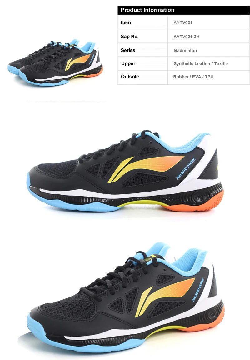Li-Ning Unisex HALBERD STRIKE Badminton Shoes Breathable Comfortable Li-Ning Men Women Training Sneakers AYTV021
